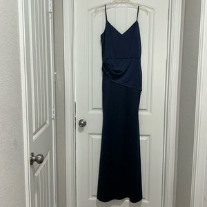 Windsor Dark Blue Satin Prom Dress Size Large
